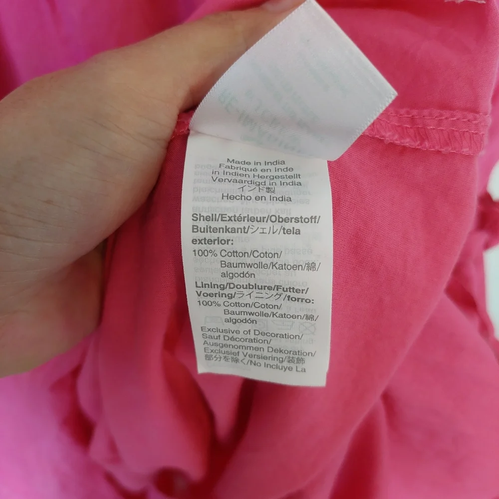 J.Crew Pom-Pom Dress in Cotton Voile in Hot‎ Pink Size 2 Tall